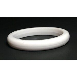 Vintage Chunky White Lucite Bangle Bracelet Opaque Minimalist